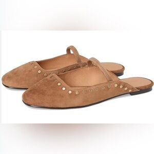 Madewell Greta Ballet Flat Suede Studded Mules, Size 7.5